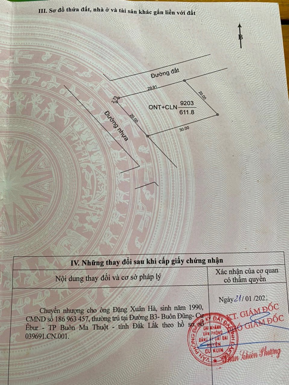 Bán đất ngay uỷ ban xa Eabhok huyện Cukuin